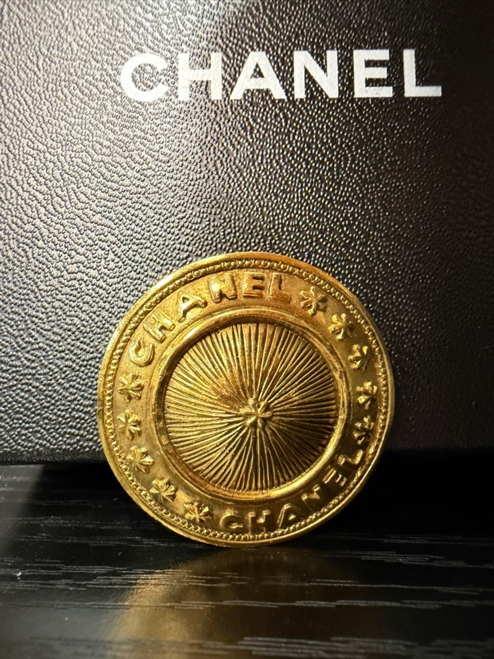 CHANEL Gold Plated Circle Brooch
